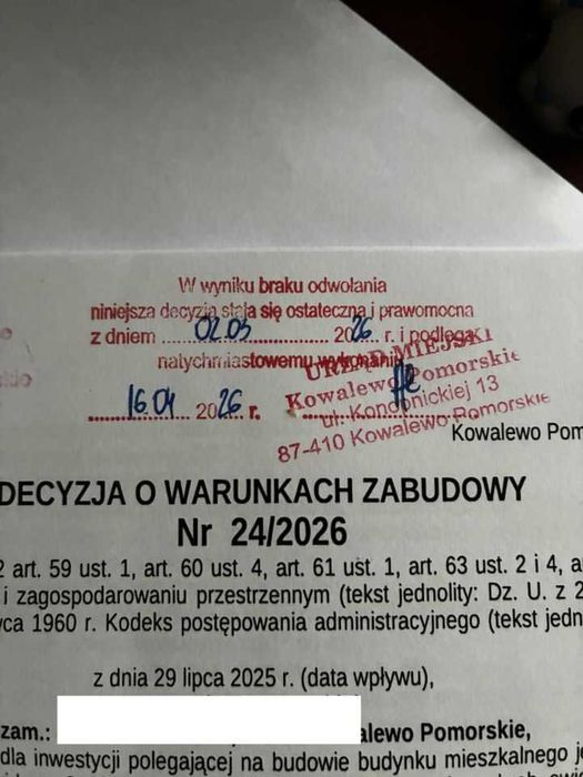 działka budowlana 886 m², Kowalewo Pomorskie z warunkami zabudowy - Widok 3