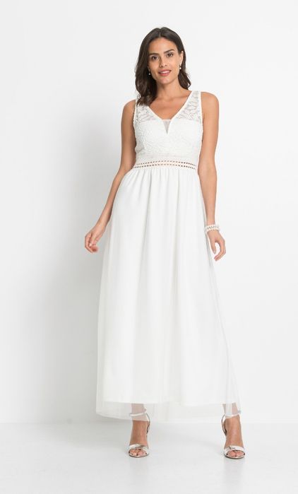 Nowa suknia ślubna śmietankowa 36 38 tiul koronka cywilny poprawiny