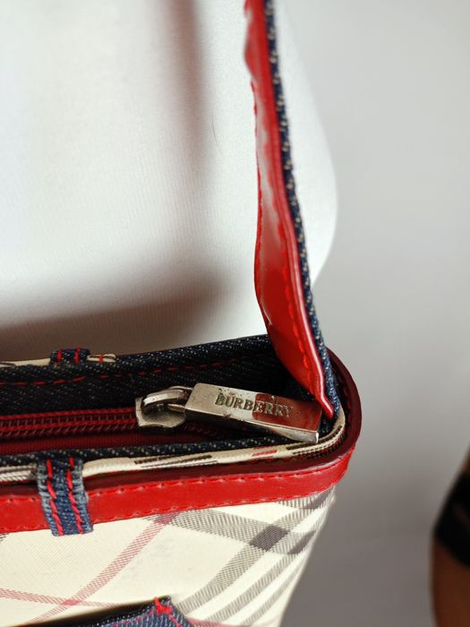 Burberry Torebka Damska Plaid Denim Czerwona