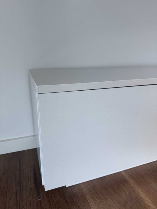 Móvel de TV Branco 3m com Tampo em Pedra Maciça – Modular (5 Peças)