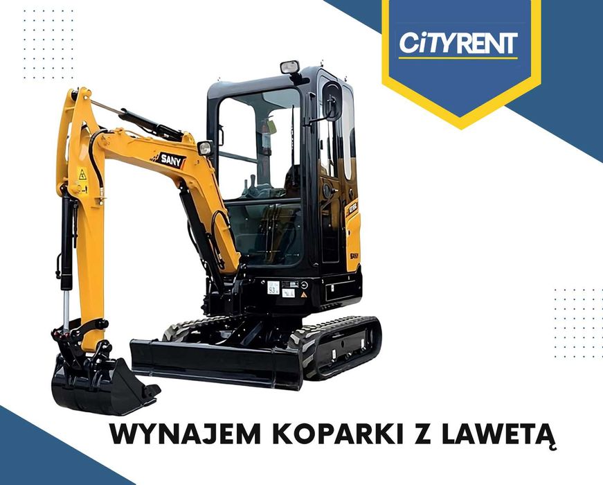 Wynajem minikoparka z lawetą