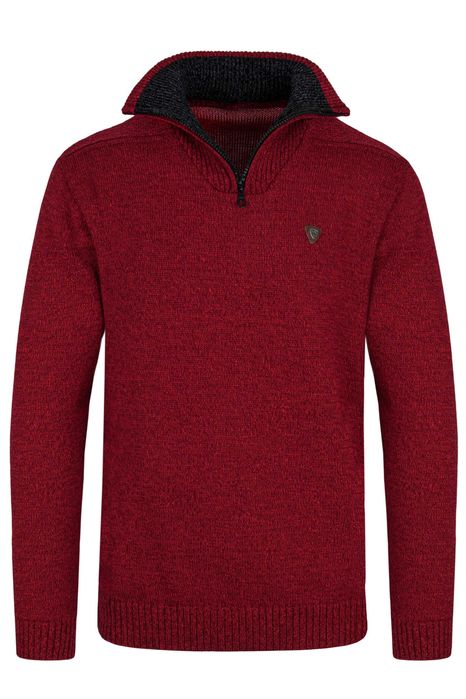 Modny Sweter Męski Golf Półzamek Czerwony - L