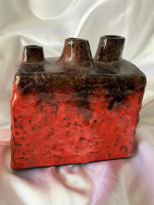 Wazon ceramiczny, czerwony, Fat Lava, Niemcy, vintage