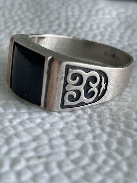 Кольцо мужское серебряное с золотой пластиной 925 проба 375 проба