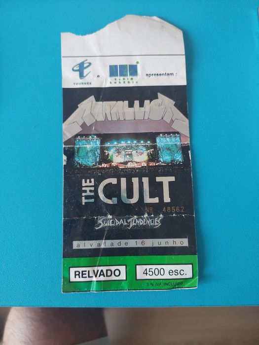 Bilhete Concerto Metallica, The Cult, Suicidal Tendences 1992