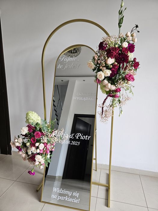 Lustro do selfie do zdjęć, lustro na wesele, lustro z imionami, dekora