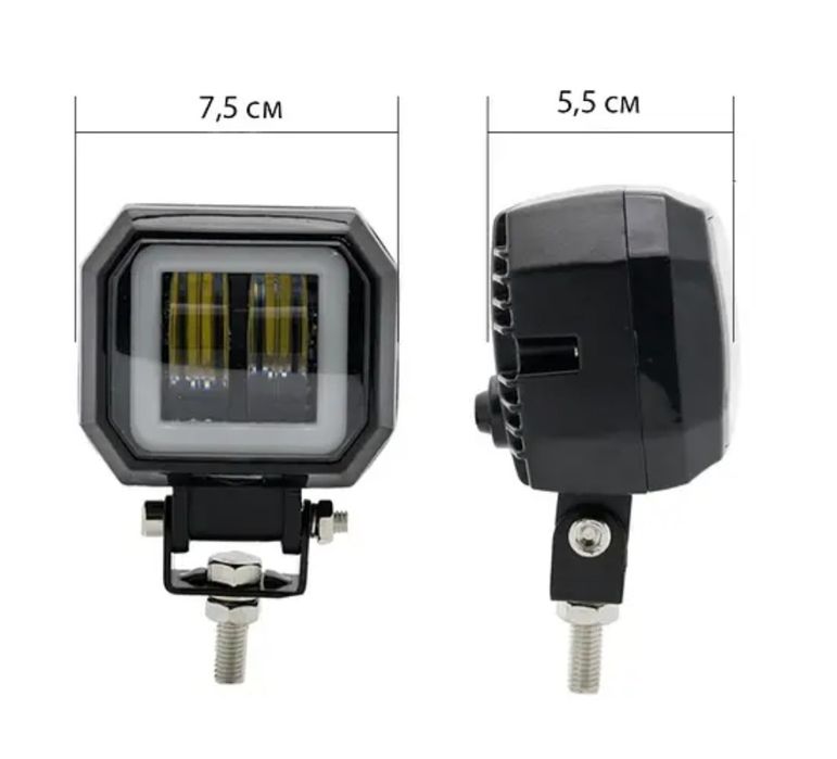 Светодиодные ПтФ LED 20W балка фара Белый+Желтый ДХО Авто СТГ мото 3в1