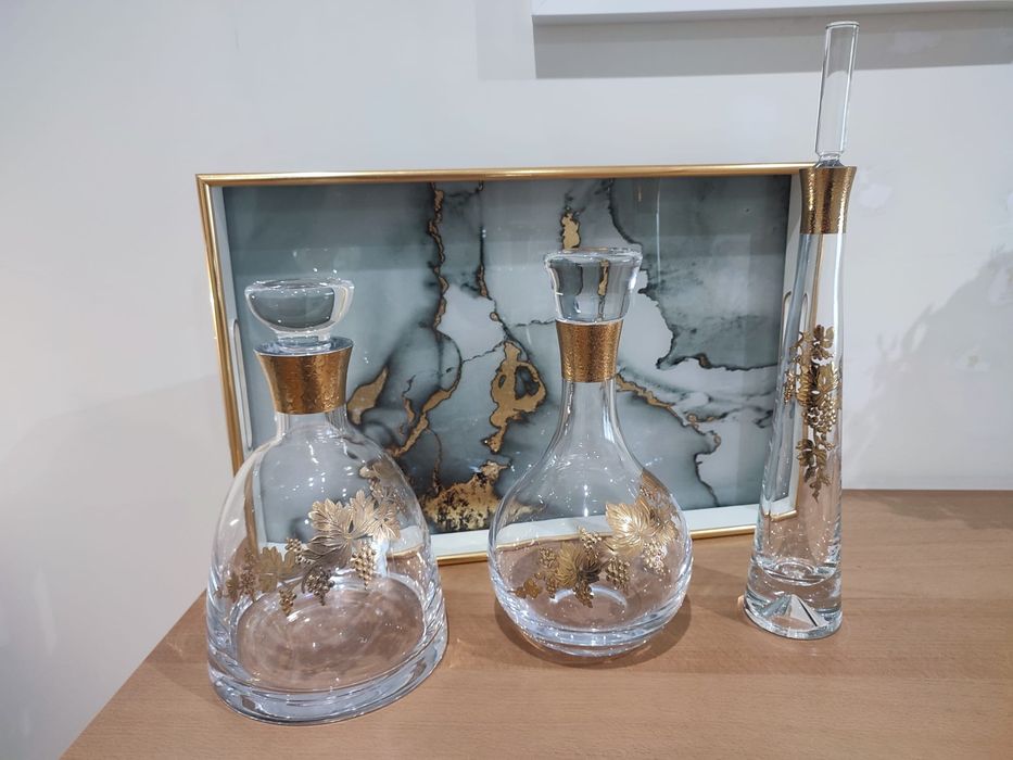 Garrafas Cristal - Conjunto 3 + Tabuleiro