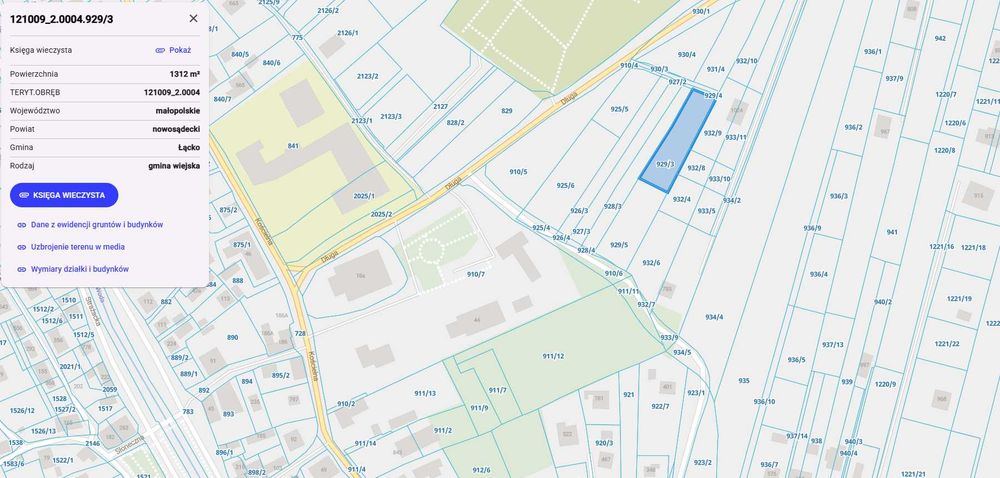 Działka budowlana w miejscowości Łącko - Widok 3