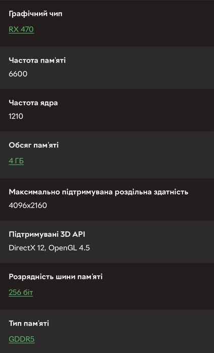 Продам відеокарту Radeon rx470-4GB