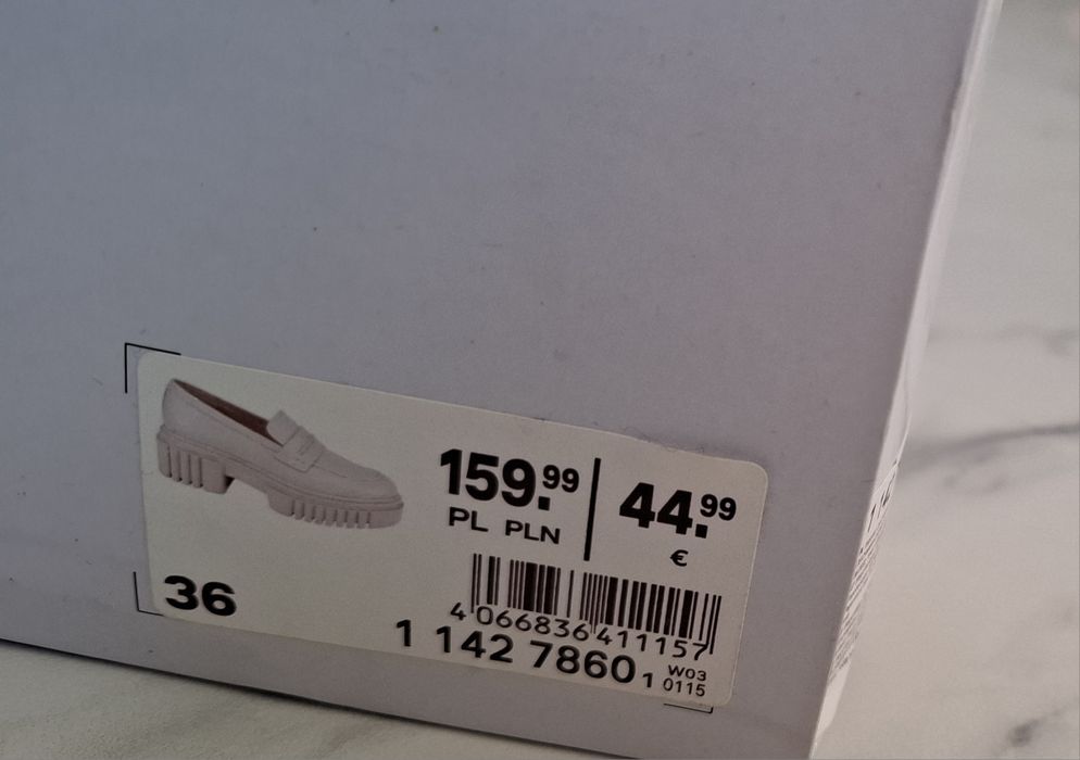 Mokasyny damskie półbuty wiosna beżowe nowe deichmann 36
