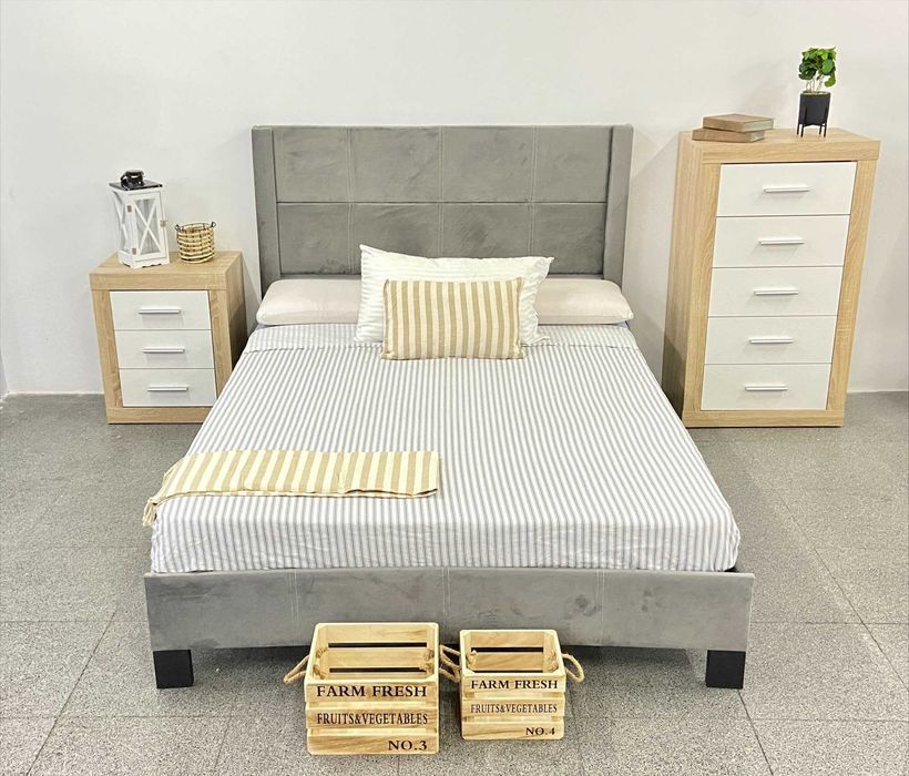 Cama casal 150cm + Cabeceiro + Somier - Levamos a sua casa Envio rapido