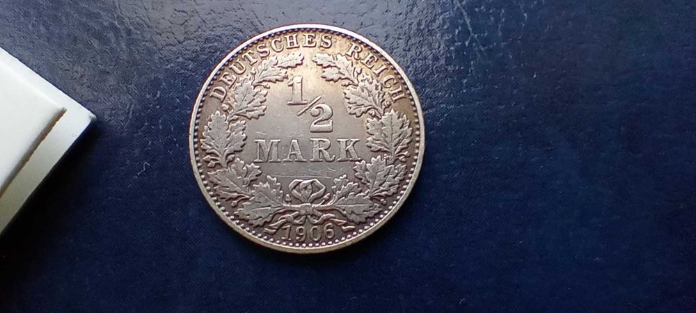 Stare monety 1/2 marki 1906 D Niemcy Srebro