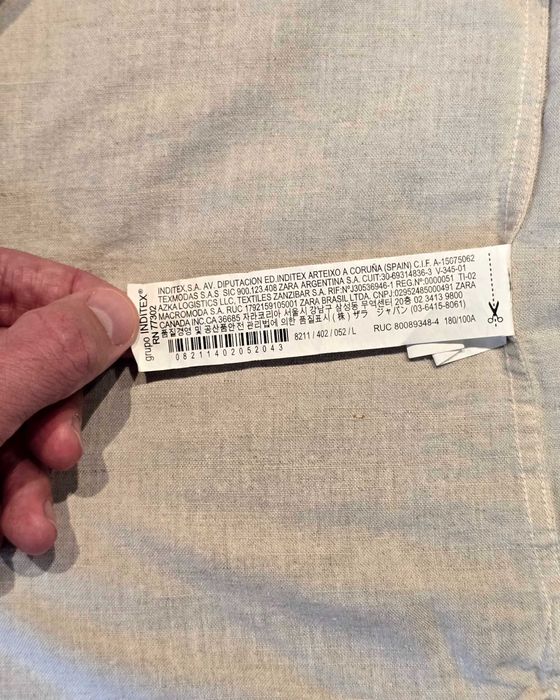 Lniana koszula Zara z długim rękawem, rozmiar L