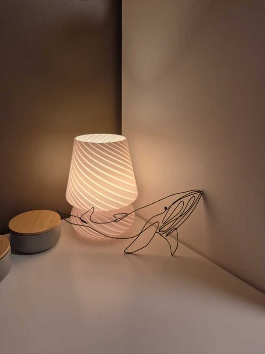 Figurka wieloryb line art minimalistyczna ozdoba na półkę biurko loft