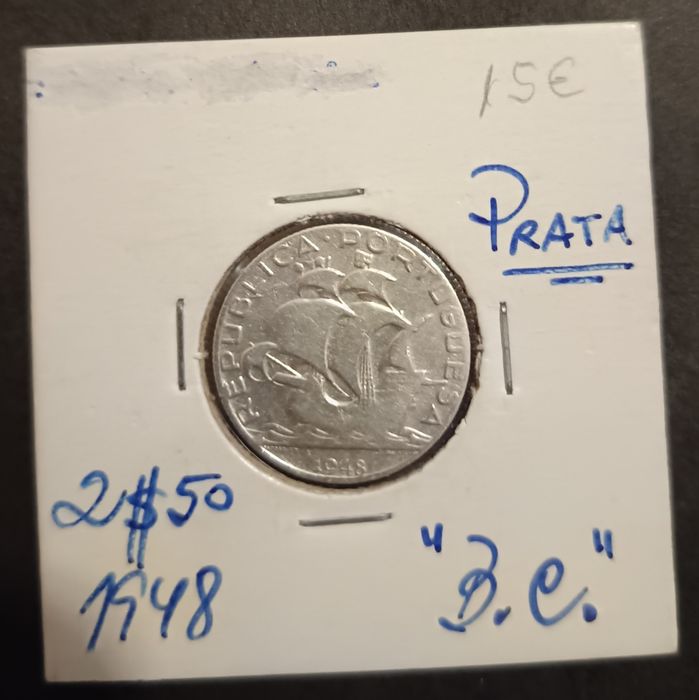 2$50  em prata de 1948  Caravelas Portuguesas