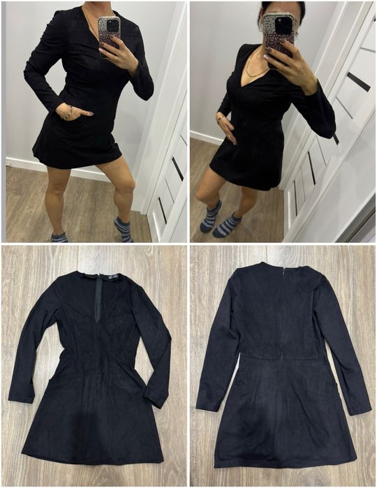 Платье туника флис Zara замш Asos xs-s серое черное