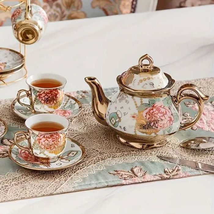 Conjunto para Chá/Café de Cerâmica com 19 Peças - NOVO