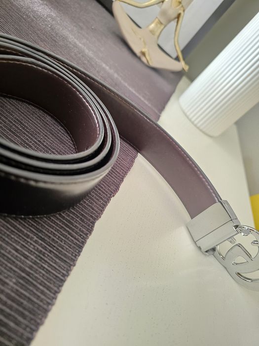 dwustronny skórzany pasek gucci brązowo czarny