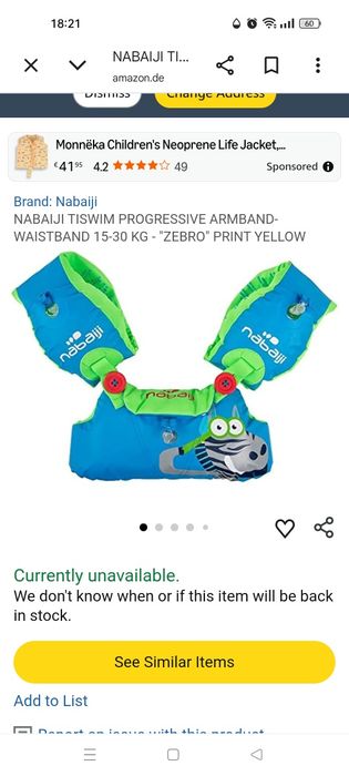 Braçadeiras e colete para bebes