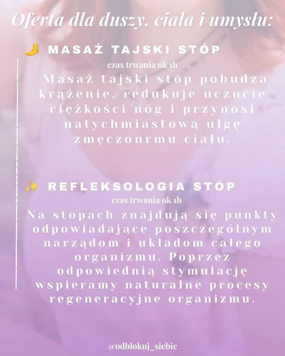 masaże relaksacyjne/orientalne