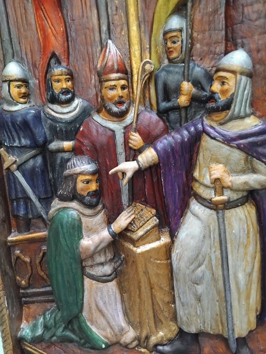 Retábulo obra em madeira ,cena mediaval