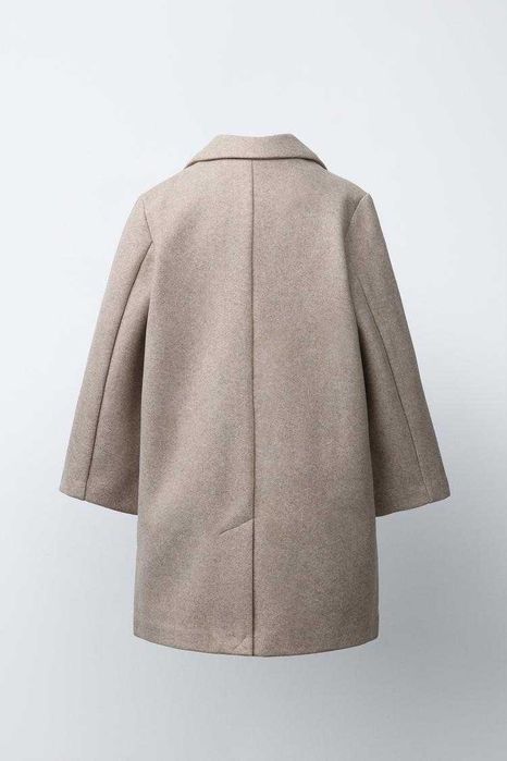 ZARA Luksusowy PŁASZCZ z tkaniny beżowy 164 cm cudo