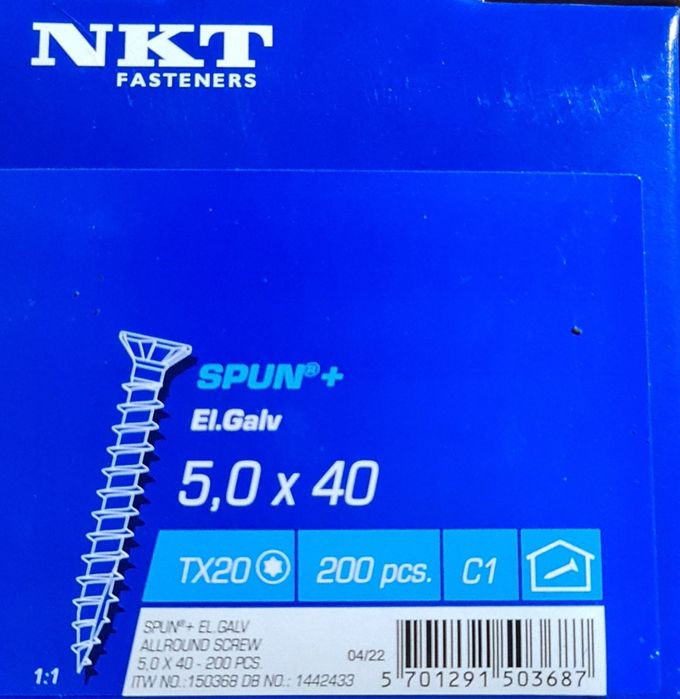 Wkręty do drewna- FASTENERS SPUN®+, ocynk