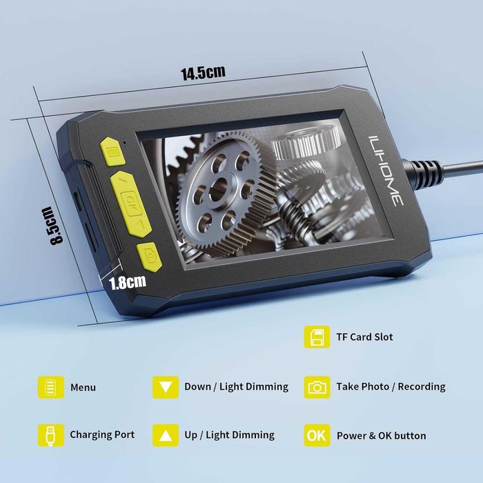 Ultra-Thin Endoscope with 3.9 mm Camera and 4.3" Monitor, 1080P, 5 Meters64738737120769124