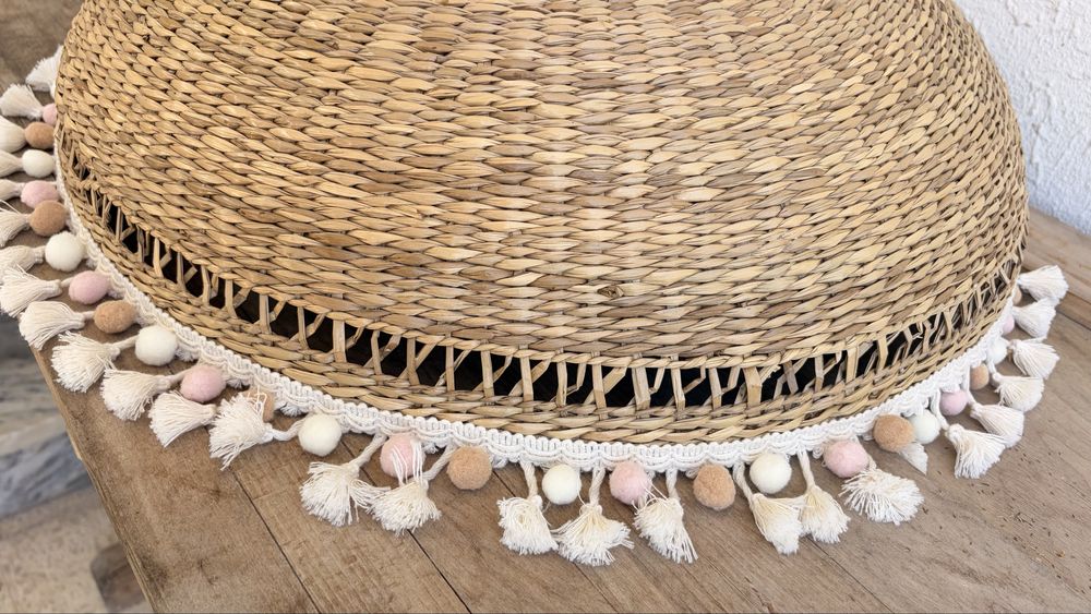 Candeeiro de teto boho vime 60cm
