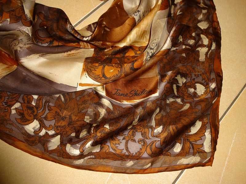 Jane Shilton Pure Silk ręcznie rolowana duża jedwabna chusta apaszka