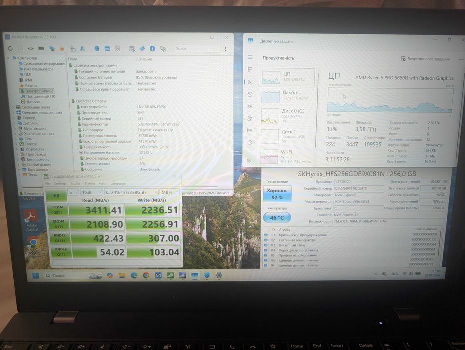 Ноутбук Lenovo Thinkpad L15 Gen 2 15.6FHD IPS, Ryzen 5 PRO 5650U 8GB 256 SSD NVME