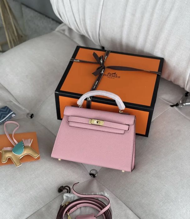 Сумка Hermes Kelly 22 pink step izi