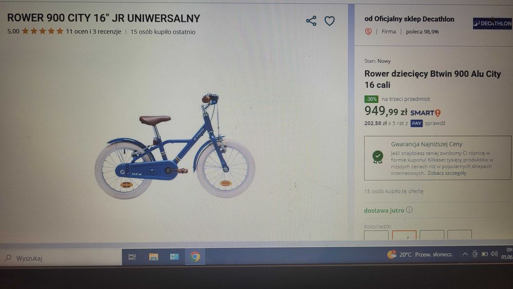 Btwin Alu  900  - 16 cali BARDZO LEKKI ALUMINIOWY