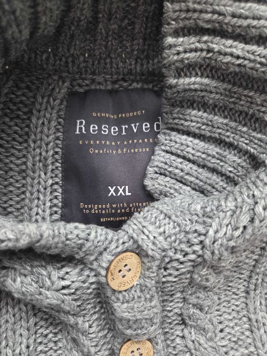 Reserved sweter szary XXL rozpinany pod szyją