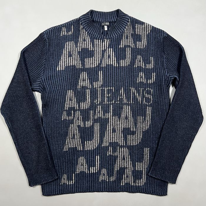 Вінтажний вовняний y2k vintage светр armani jeans made in italy розмір l