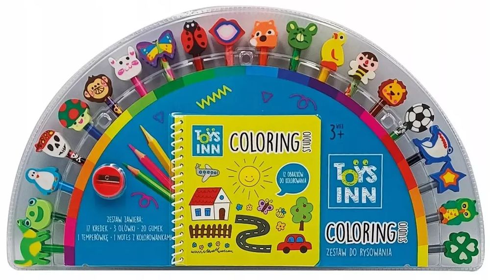 Kredki z gumkami i kolorowanka. Stnux