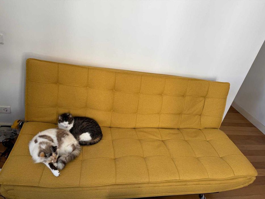 Sofá cama em tecido WILLEM amarelo Conforama