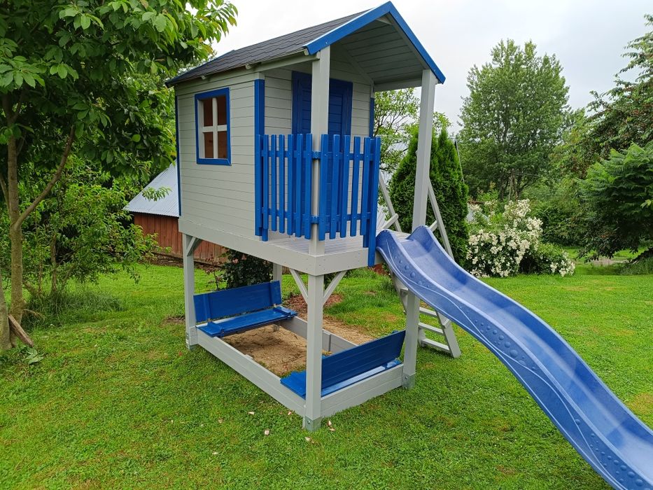 Domki dla dzieci z drewna . Plac zabaw do ogrodu