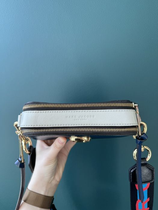 Шкіряна сумка marc jacobs the snapshot синя