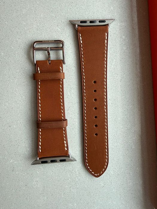 Pasek Apple Watch Hermes Single Tour 42- 49mm brązowy skóra naturalna