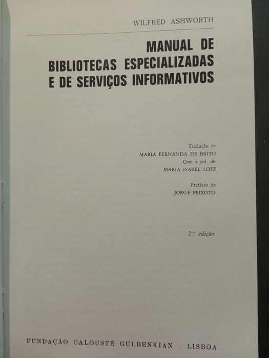 Edições Fundação Calouste Gulbenkian - Manual de Bibliotecas Especiali