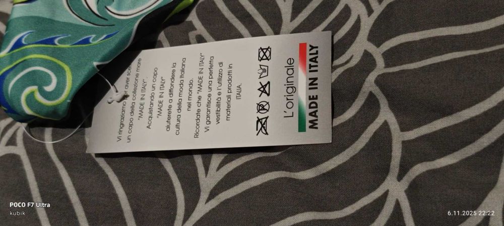 Włoskie Bikini MADE IN ITALY TG. 44 (L) Paisley Turkusowy Wzór