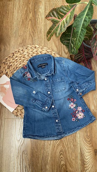 Джинсова сорочка baby girl з вишивкою 12-24 міс 1-2 роки 86-92 розмір