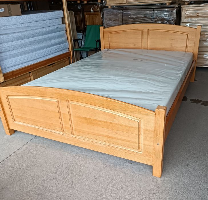 Nowe Łóżko 140x200 drewno sosna, materac sprężyny bonell