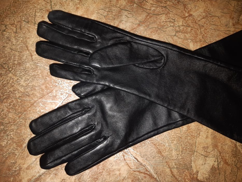 Перчатки кожаные длинные