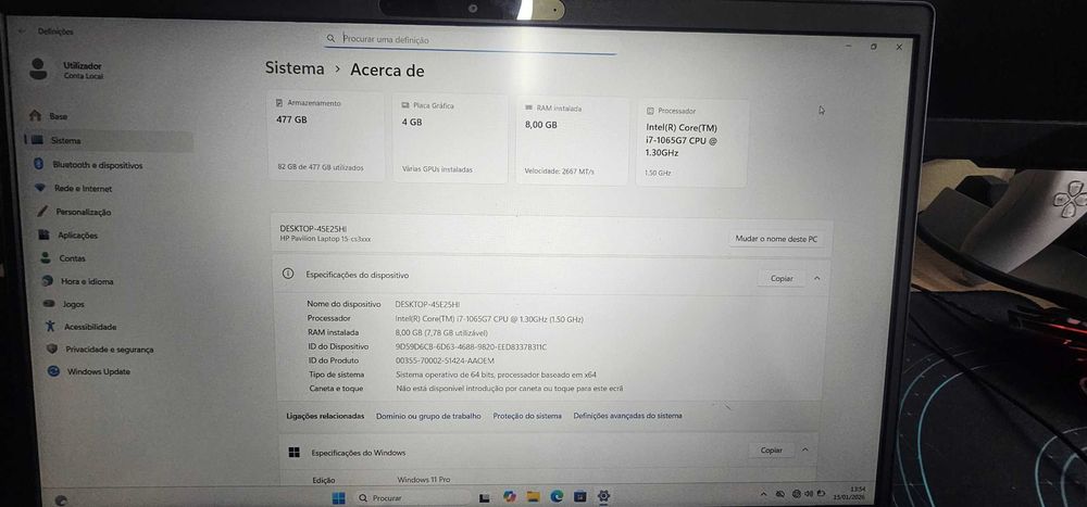 HP Pavilion 15 – i7 10ª Gen | SSD 512GB | NVIDIA | Windows 11 Pro