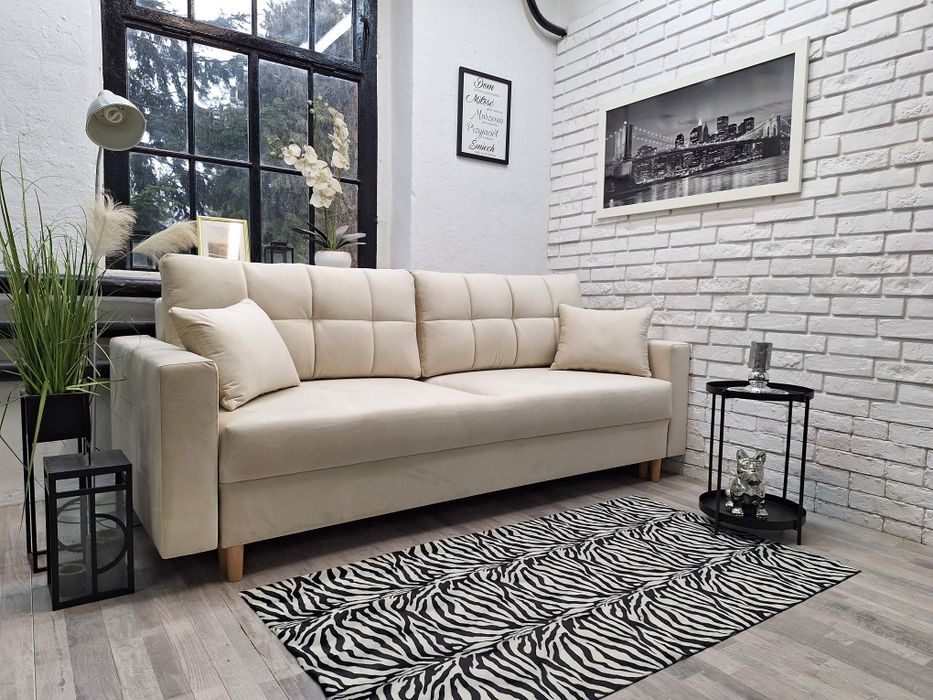 Sofa Samara pikowana, sprężyny, welur