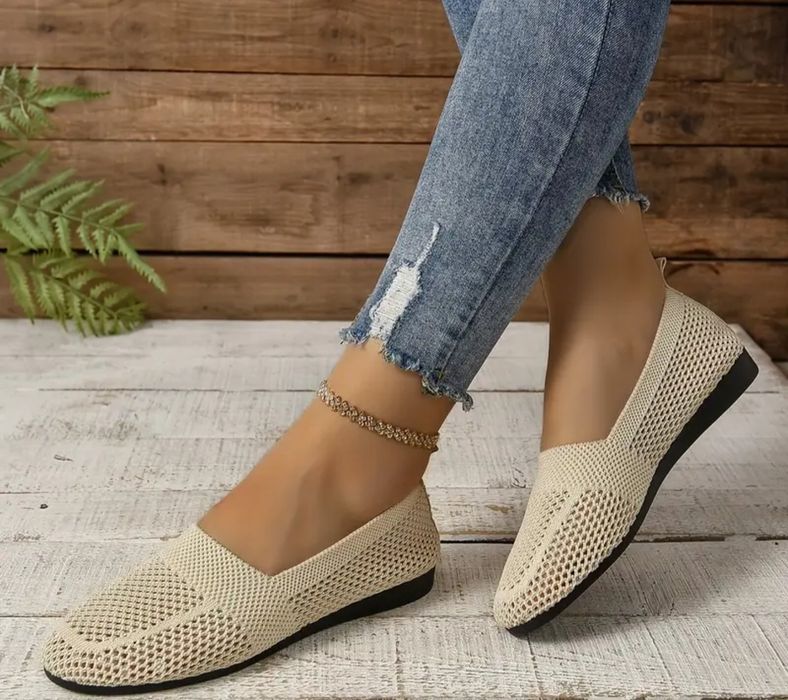 Дихаючі жіночі плоскі туфлі без шнурівок з м'якою підошвою