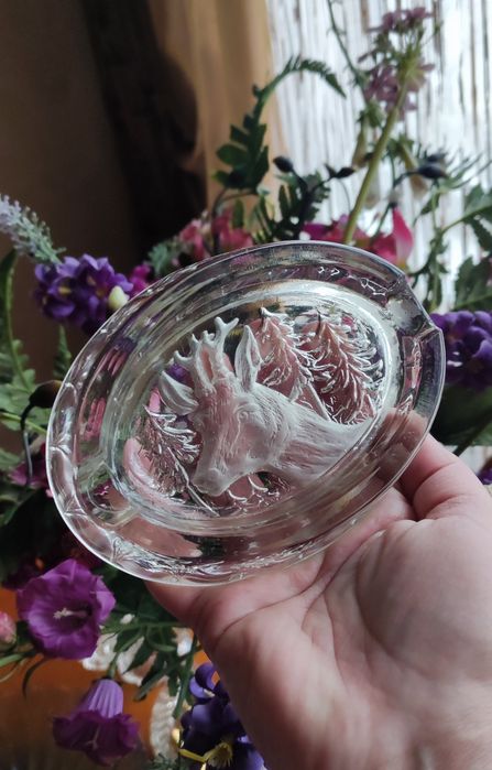 Пепельница попільничка хрусталь цветное стариное стекло подарок винтаж